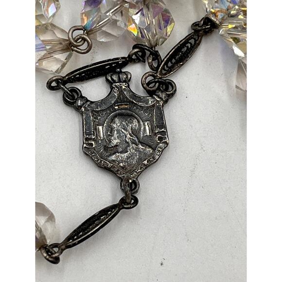 Rosary Sterling Crucifix Austrian Crystal 6mm Faceted Round Aurora Borealis Bead - Picture 11 of 15